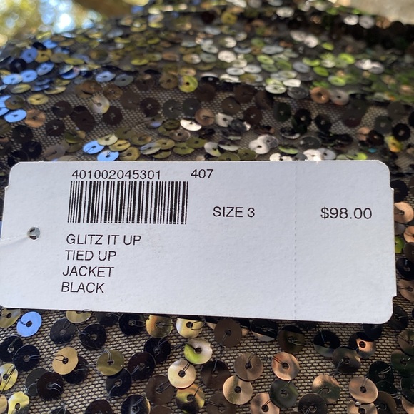 NWT CHICO’S Glitz it Up Tie Front Jacket SZ 3 - Picture 6 of 8